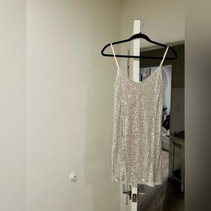 Silver Sequins Mini Dress